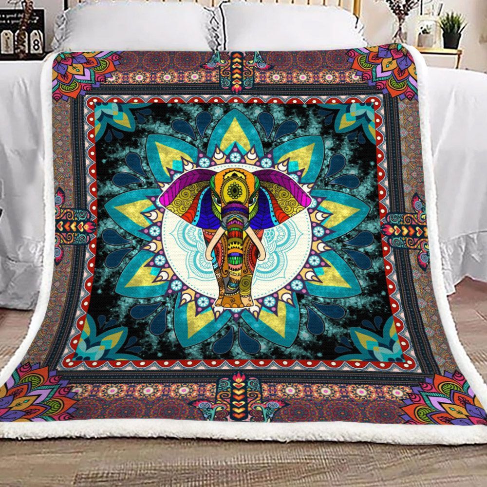 Elephant Sherpa Fleece Blanket