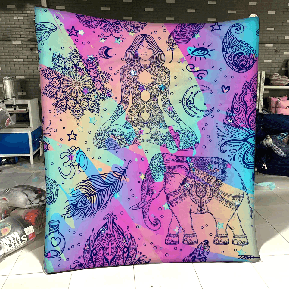 Elephant Yoga Sherpa Fleece Blanket