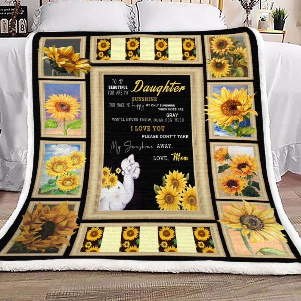 Elephant You Are My Sunshine Love Mom Sherpa Fleece Blanket