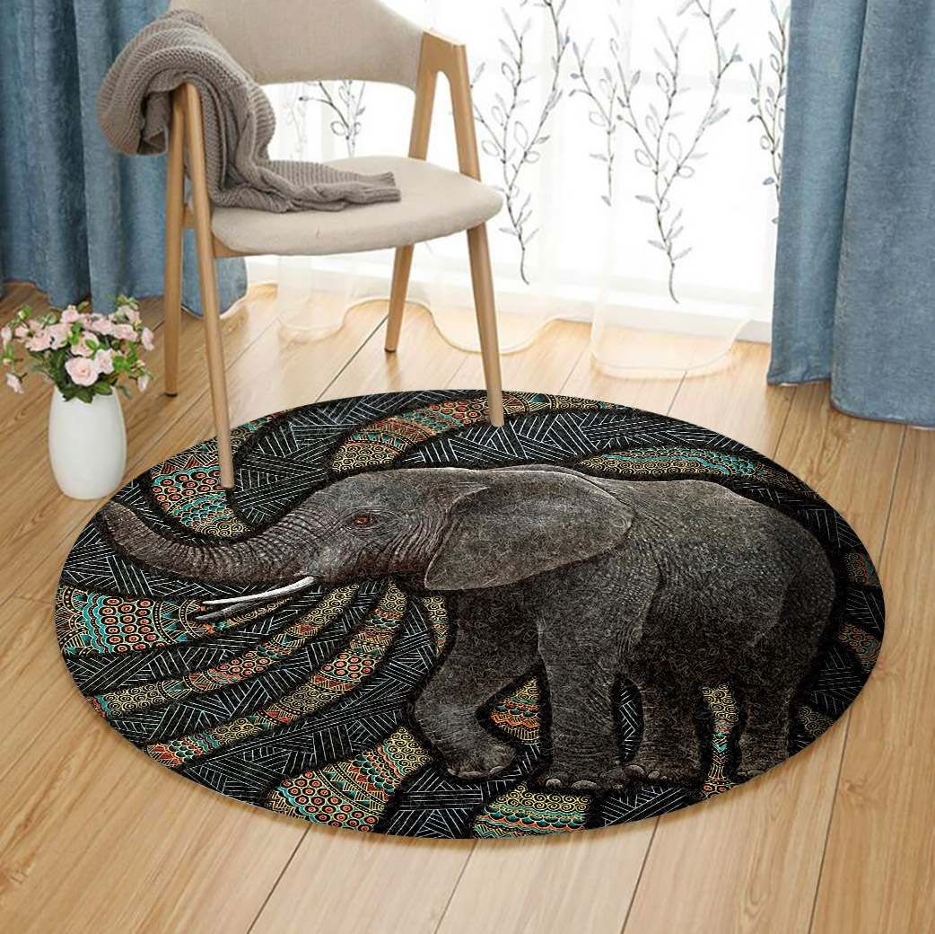 Elephant Zen Round Carpet
