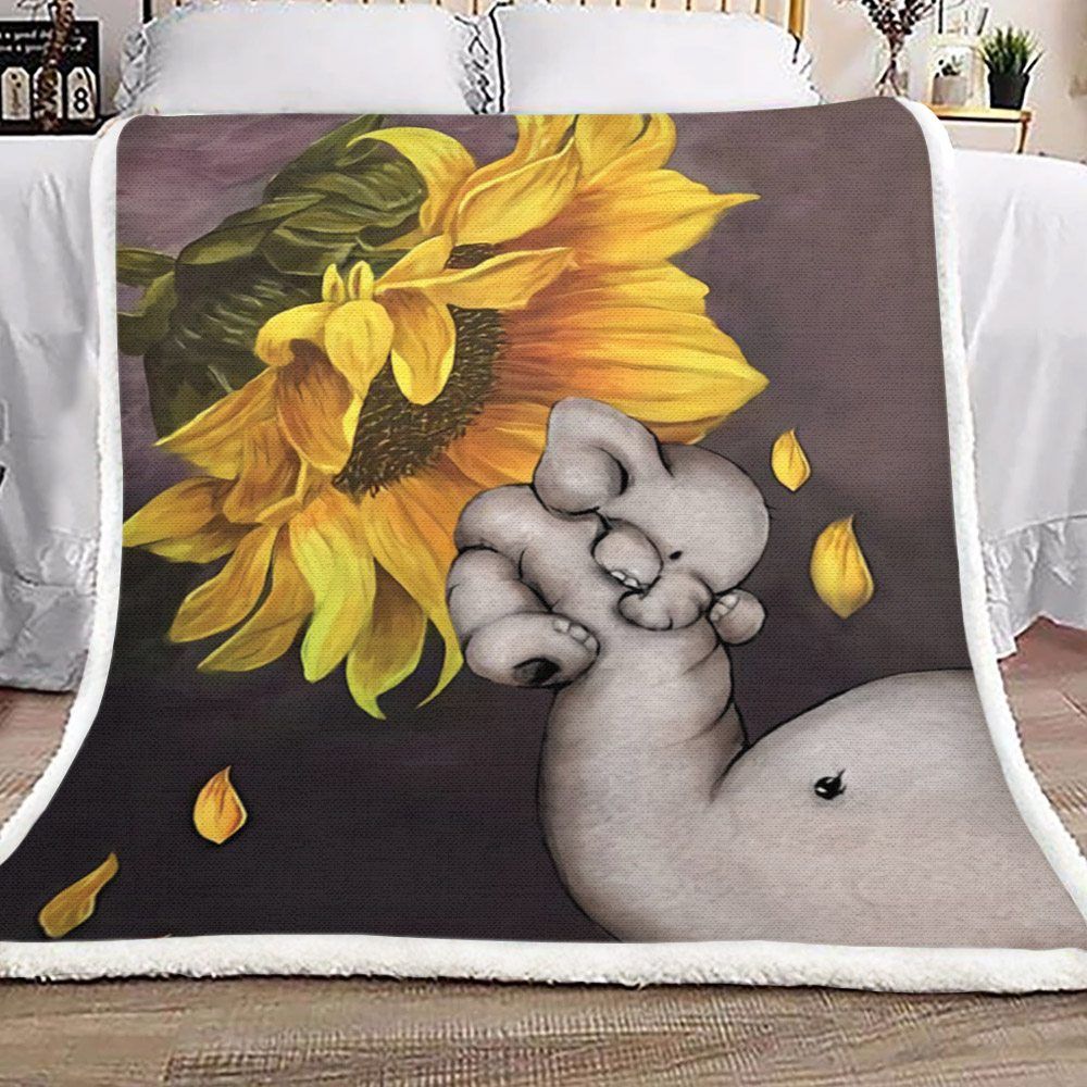 Elephants And Sunflower Sherpa Fleece