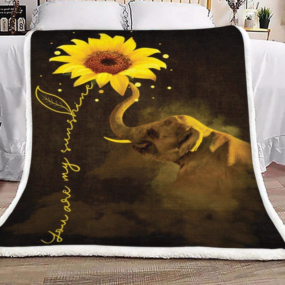 Elephants And Sunflower Sherpa Fleece