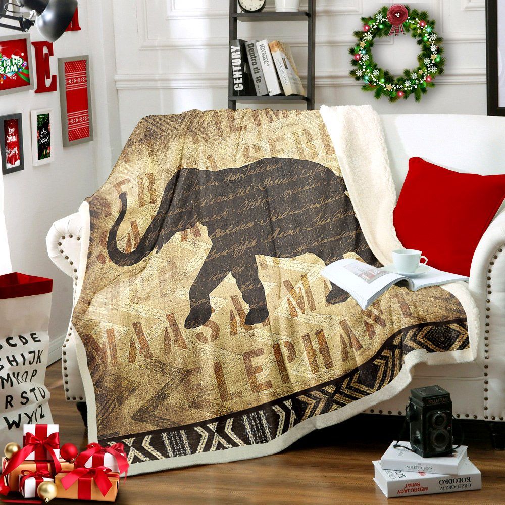 Elephants Sherpa Fleece Blanket