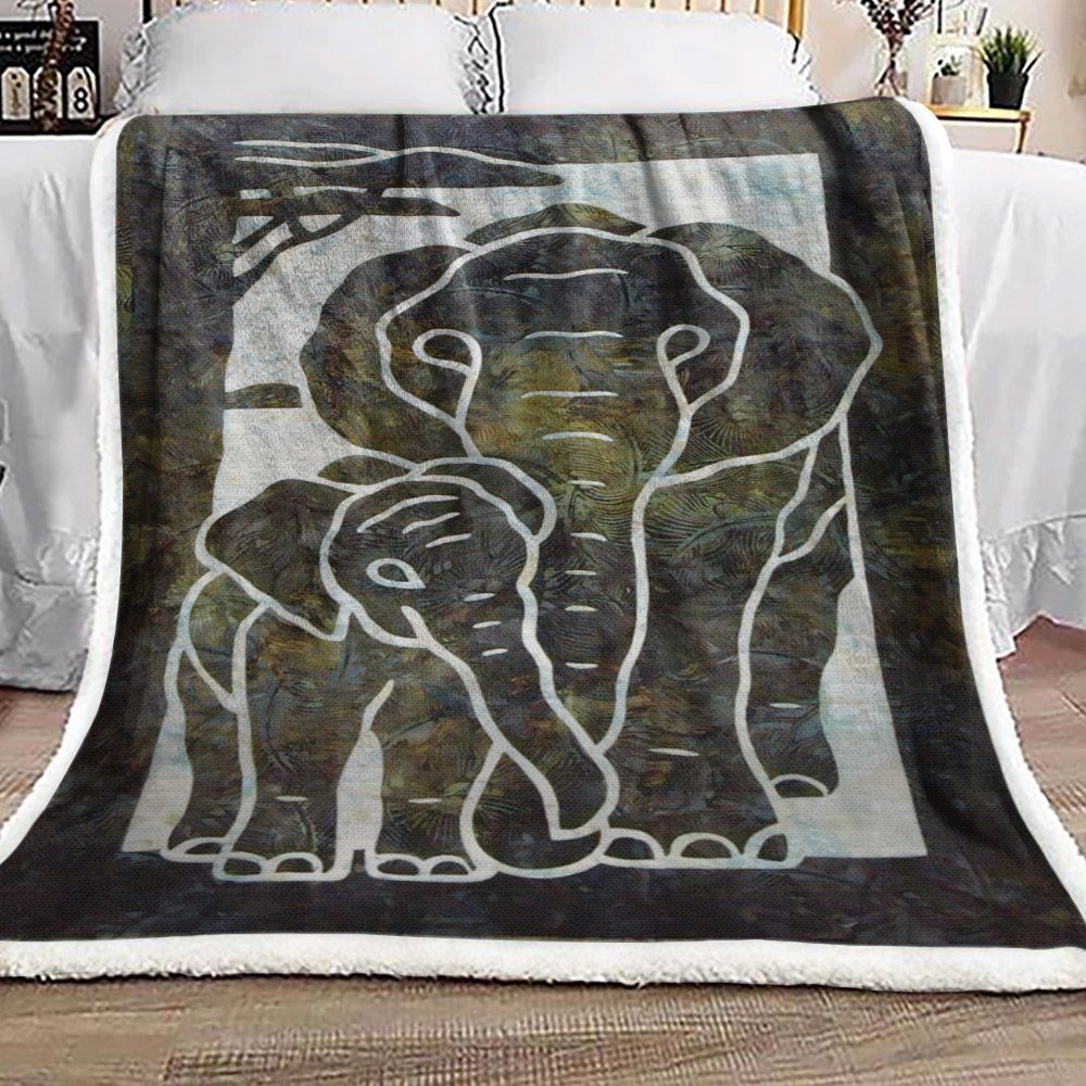 Elephants Sherpa Fleece Blanket