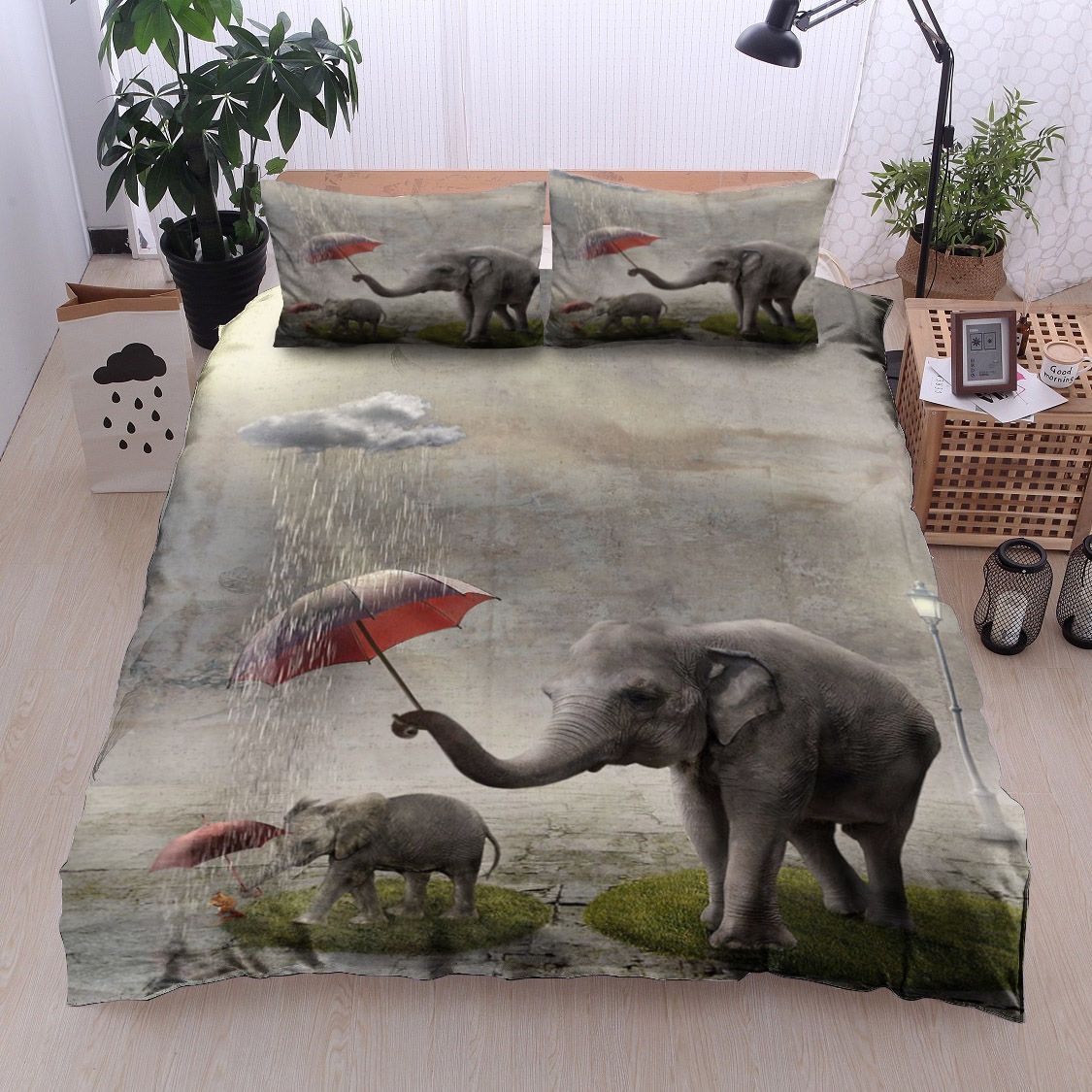 Elephants In The Rain Bedding Set