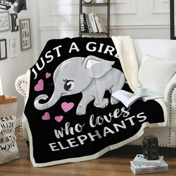 Elephants Just A Girl Sherpa Fleece Blanket