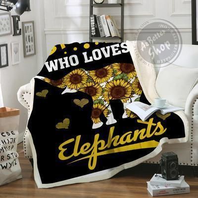 Elephants Just A Girl Who Loves Sherpa Fleece Blanket