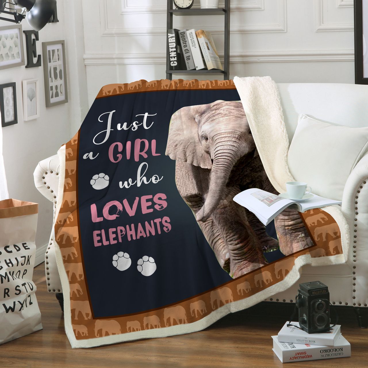 Elephants Just Girl Who Loves Sherpa Fleece Blanket