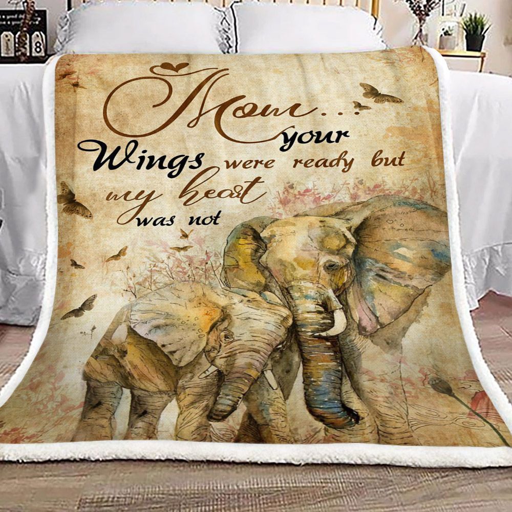 Elephants Mom Sherpa Fleece Blanket