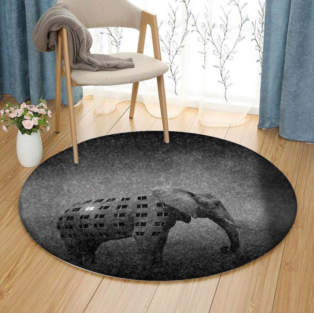 Elephants Round Carpet