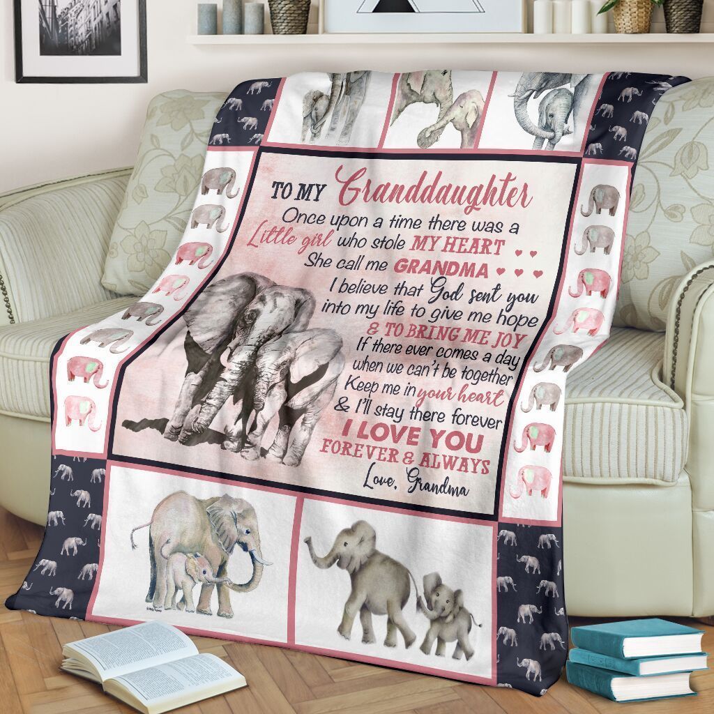 Elephants To My Granddaughter Sherpa Fleece Blanket