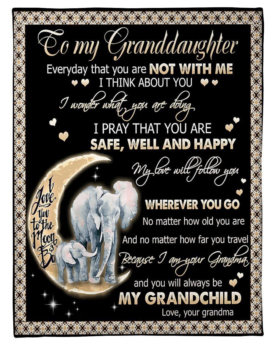 Elephants To My Granddaughter I Love You To The Moon And Back Fleece Blanket