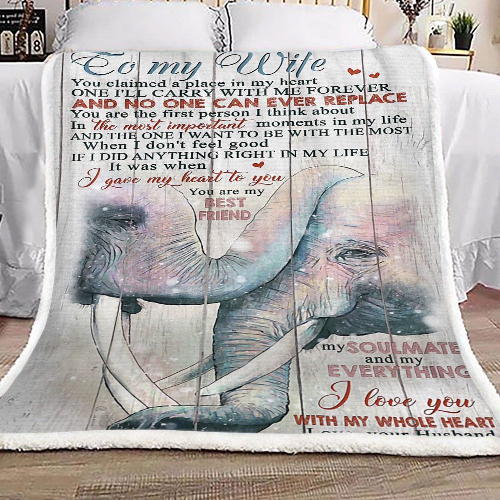 Elephants To My Wife Sherpa Fleece Blanket