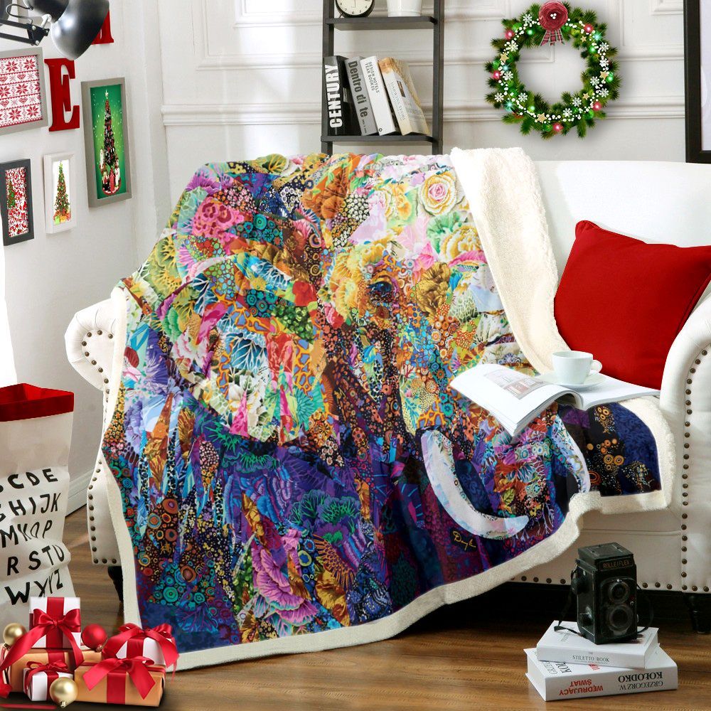 Elephants Sherpa Fleece Blanket
