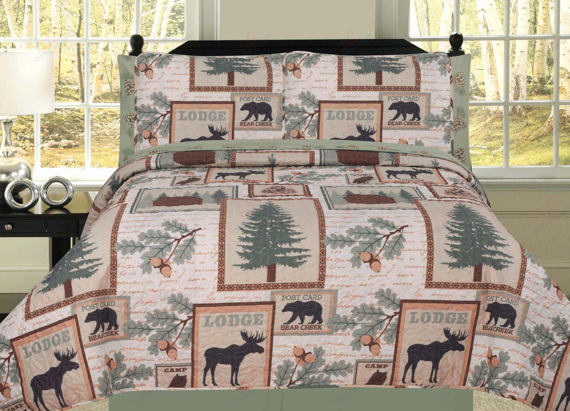 Elk Bear Rustic Mountain Lodge Cabin Bedding Set