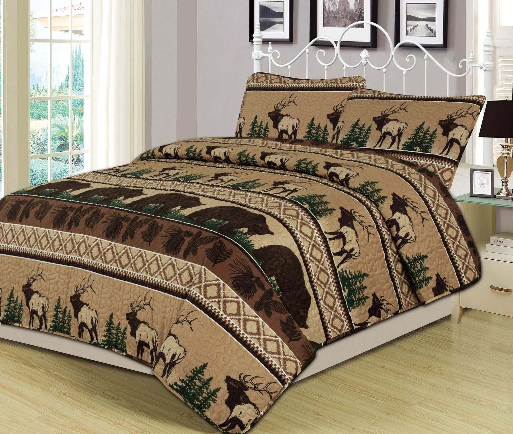 Elk Log Cabin Lodge Rustic Bedding Set