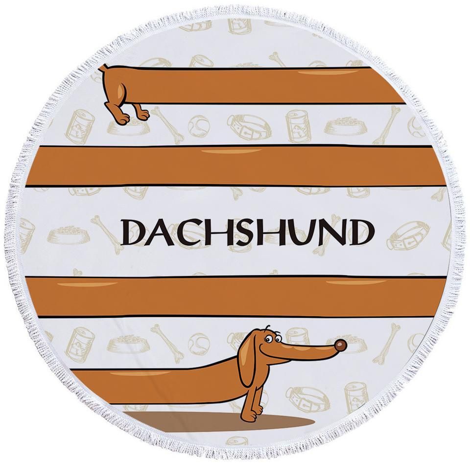 Elongated Dachshund Gift For Dog Lovers Round Beach Towel
