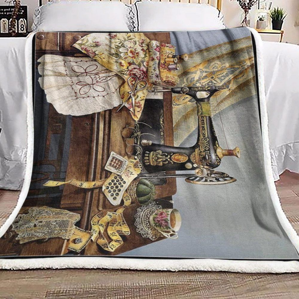 Embroidery Sewing Machine Sherpa Fleece Blanket