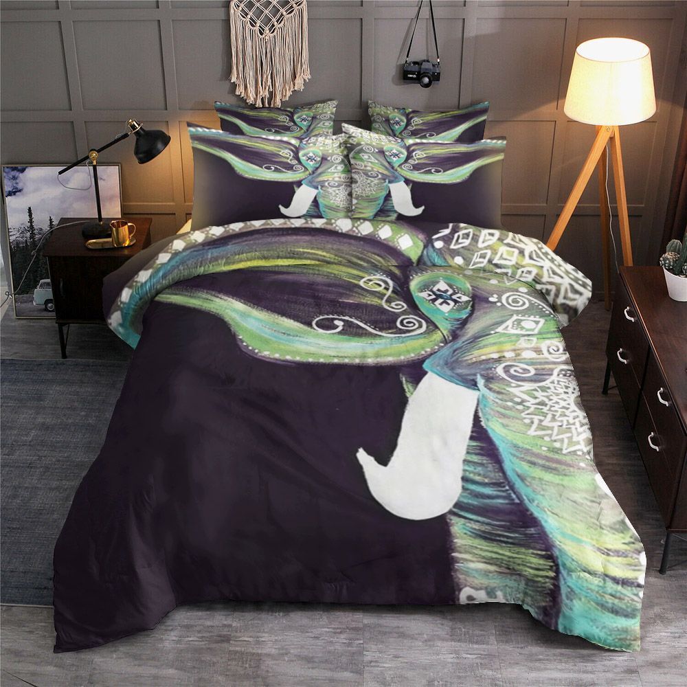 Emerald Green Bohemian Elephant Bedding Set