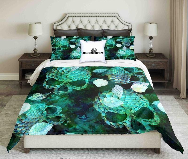 Emerald Green Skull Bedding Set