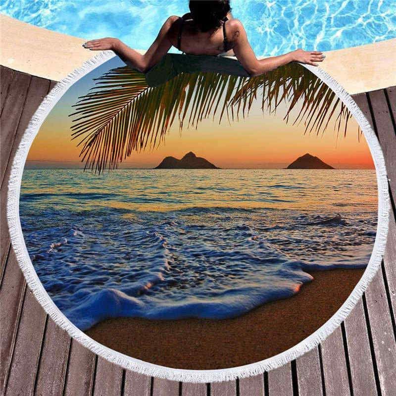 Enchanted Beach 3d View Printed Round Beach Towel