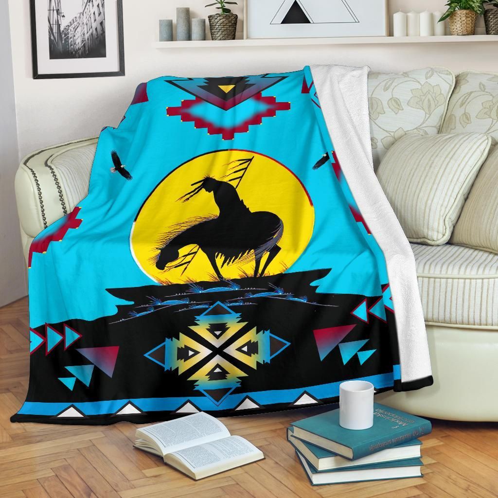 End Of The Trail Native American Sherpa Fleece Blanket