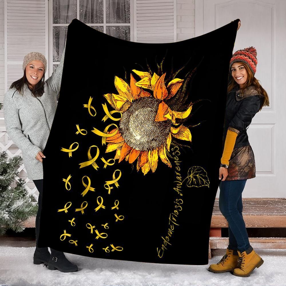 Endometriosis Awareness Sunflower Sherpa Fleece Blanket