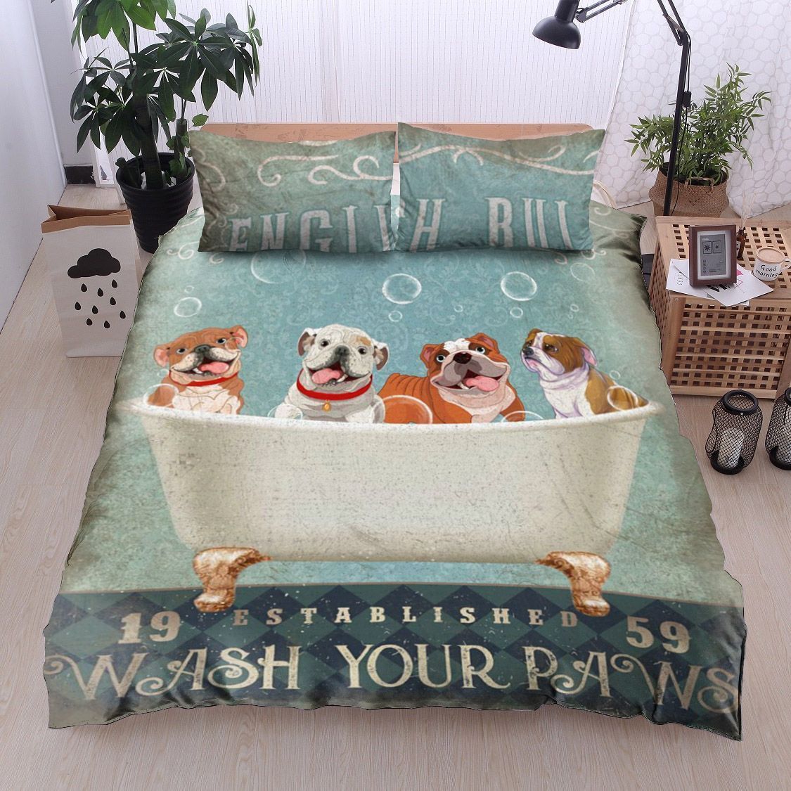 English Bulldog Bath Soap Bedding Set