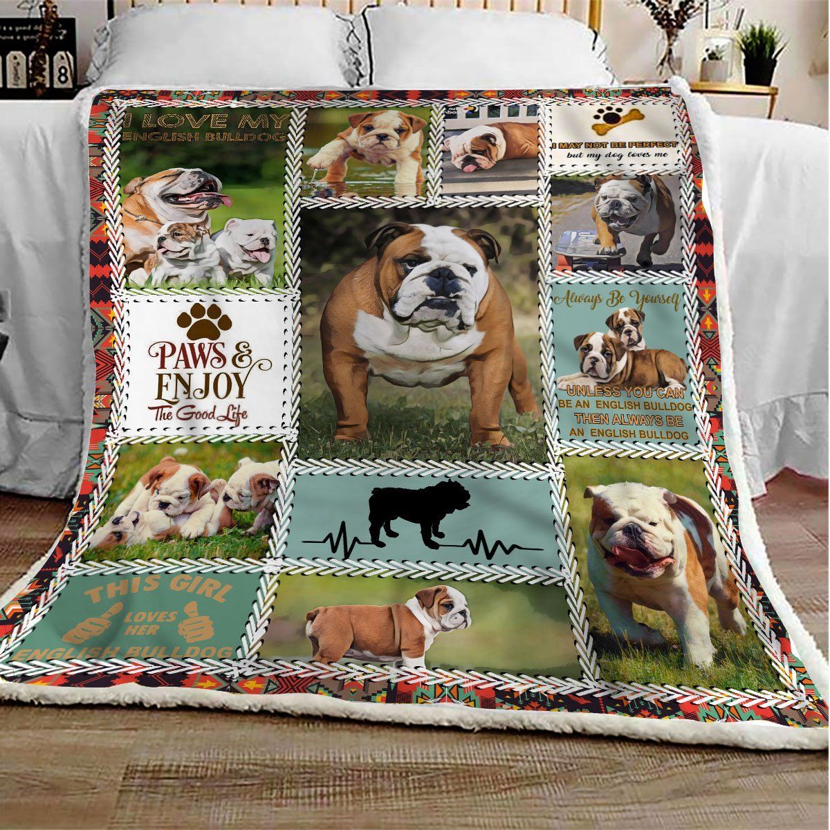 English Bulldog Sherpa Fleece Blanket