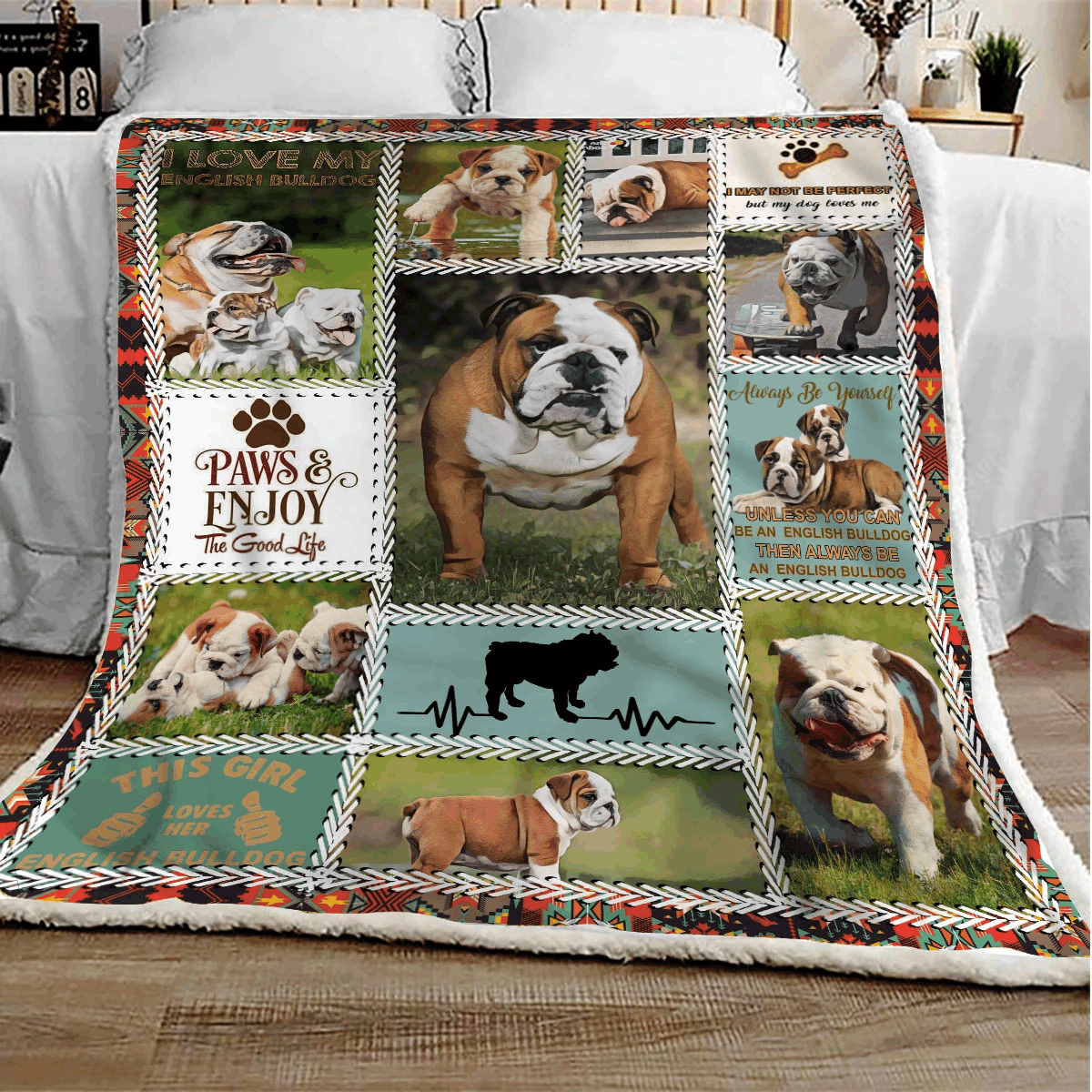 English Bulldog Sherpa Fleece Blanket