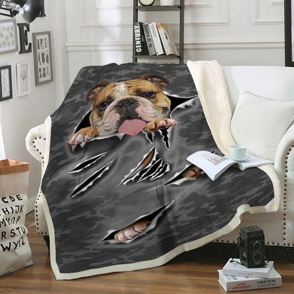 English Bulldog Dog Sherpa Fleece Blanket