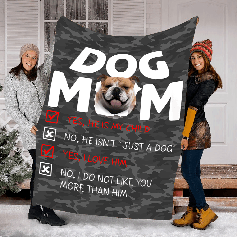 English Bulldog Dog Mom Sherpa Fleece Blanket