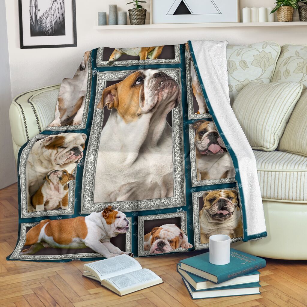 English Bulldog Framework Fleece Blanket Gift For Dog Lovers Fleece Blanket