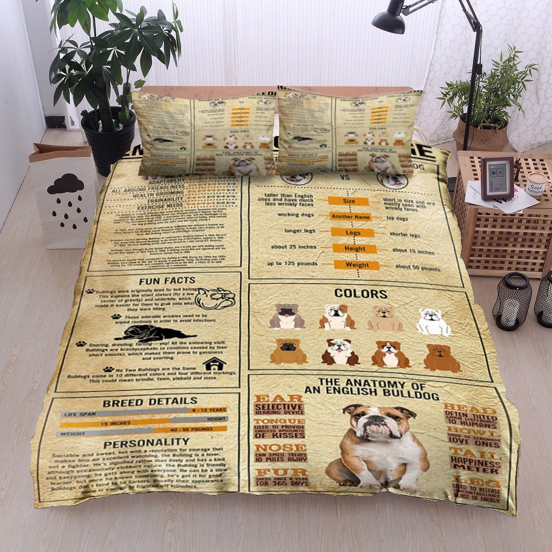 English Bulldog Knowledge Bedding Set