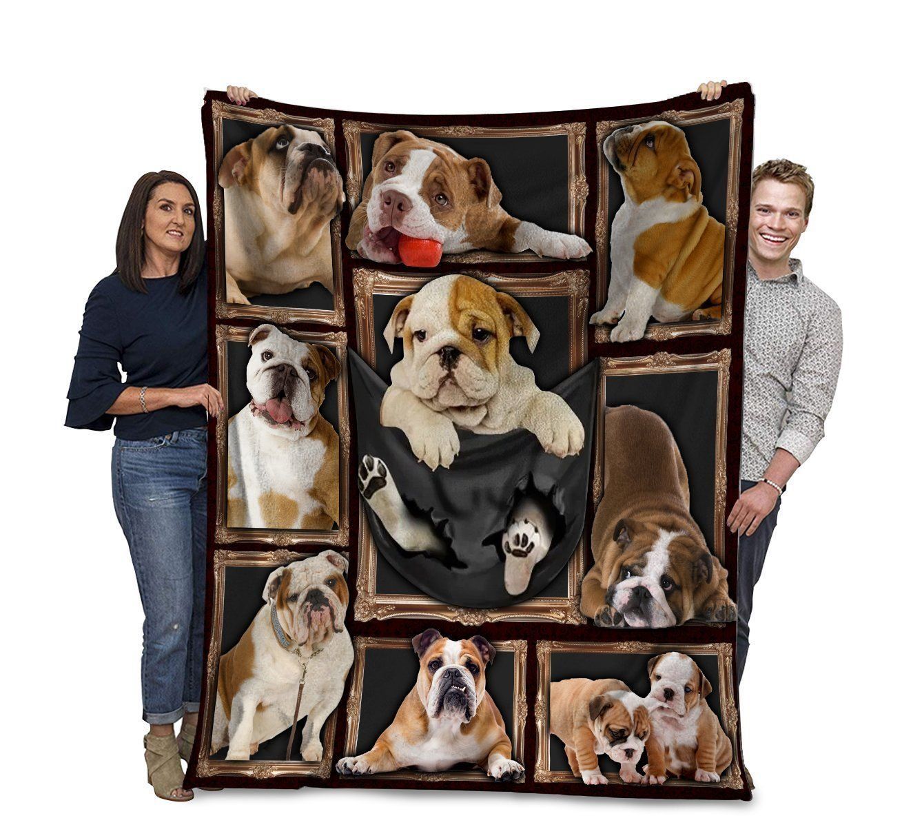 English Bulldog Picture Frames Sherpa Fleece Blanket