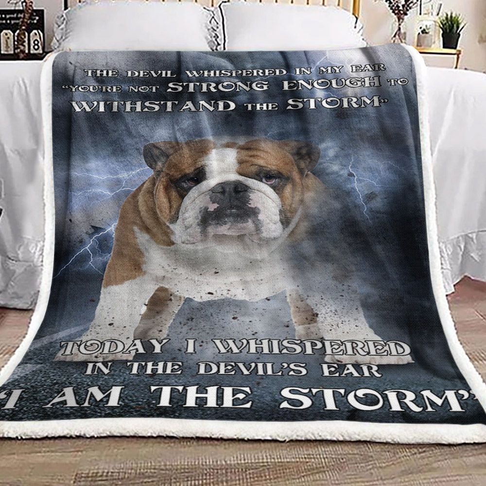 English Bulldog Storm Sherpa Fleece Blanket