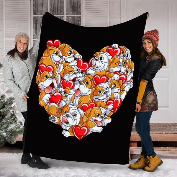 English Bulldog Valentines Day Sherpa Fleece Blanket