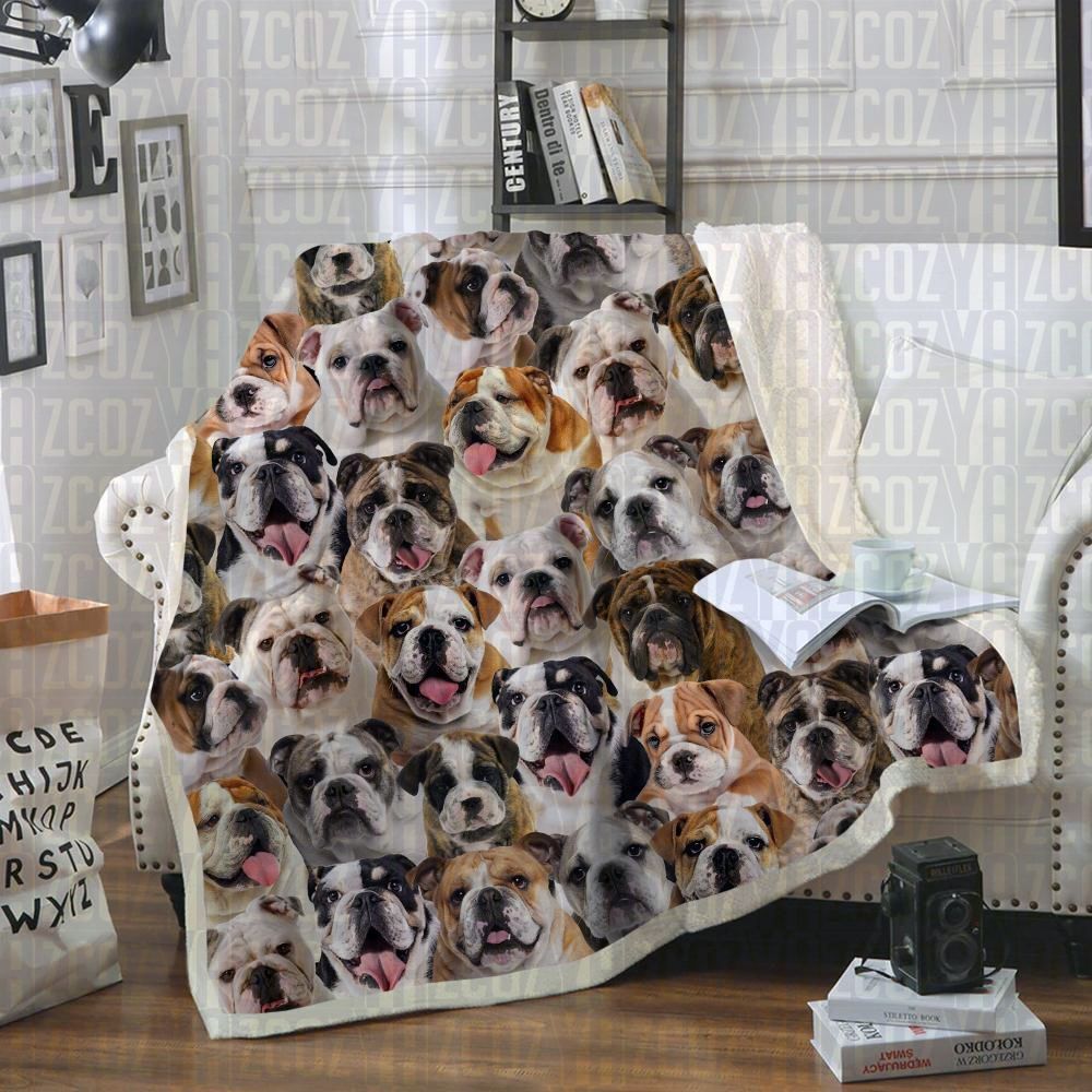 English Bulldogs Sherpa Fleece Blanket