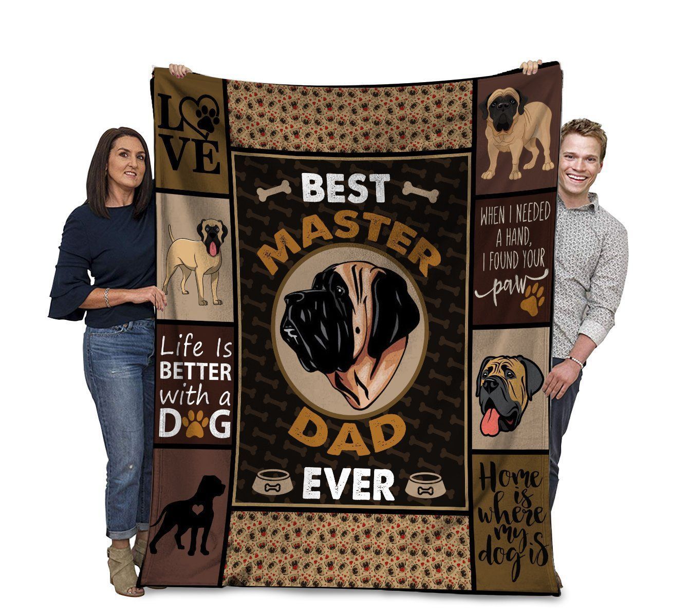 English Mastiff Dog Best Master Dad Ever Fleece Blanket