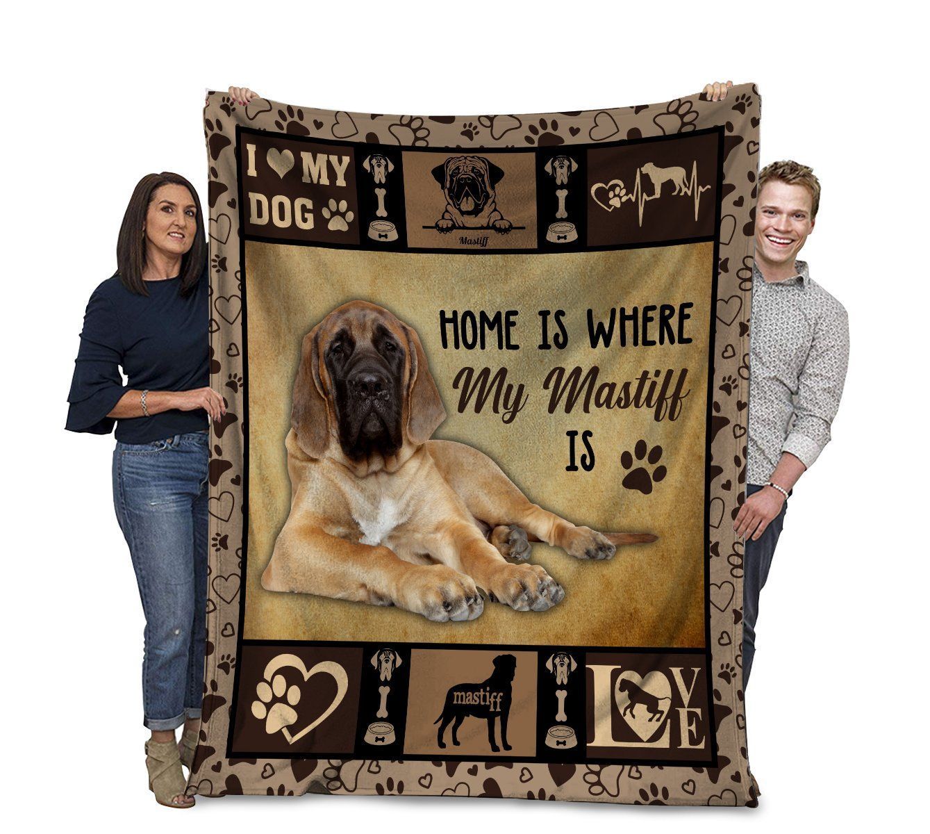 English Mastiff Dog Home Is Where My Mastiff Is Fleece Blanket