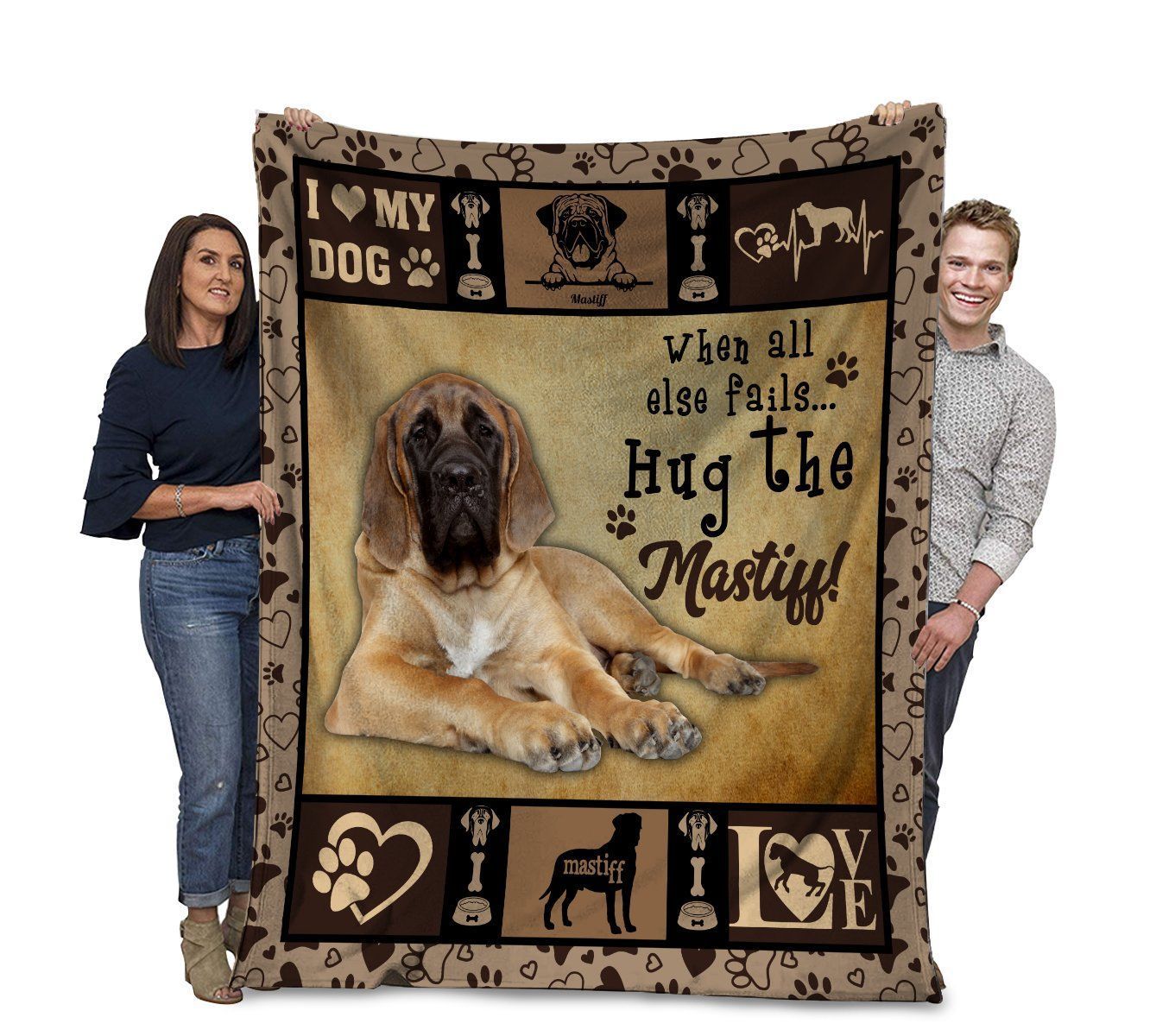 English Mastiff Dog When All Else Fails Hug The Mastiff Fleece Blanket