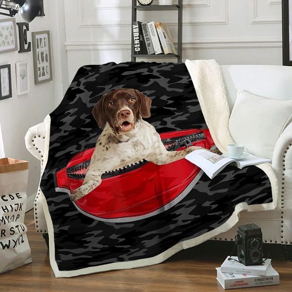 English Pointer Dog Sherpa Fleece Blanket