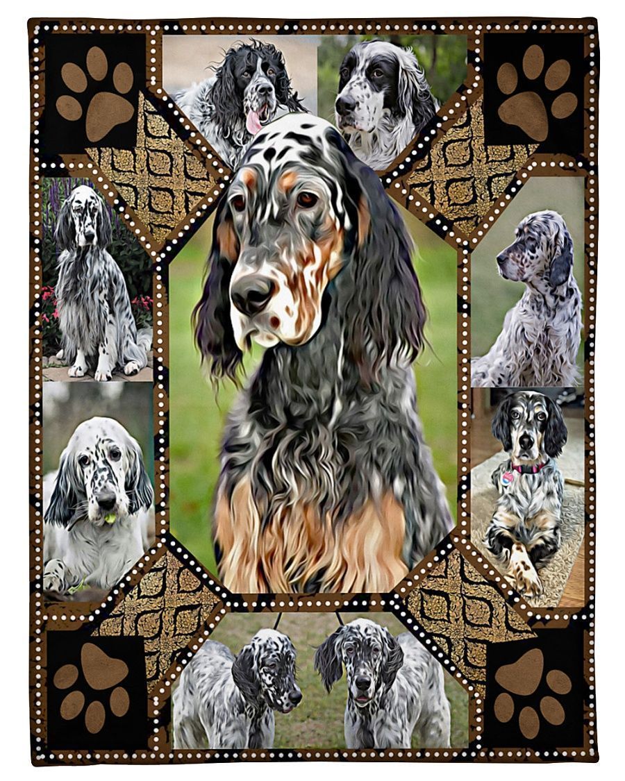English Setter Embroidery Sherpa Fleece Blanket