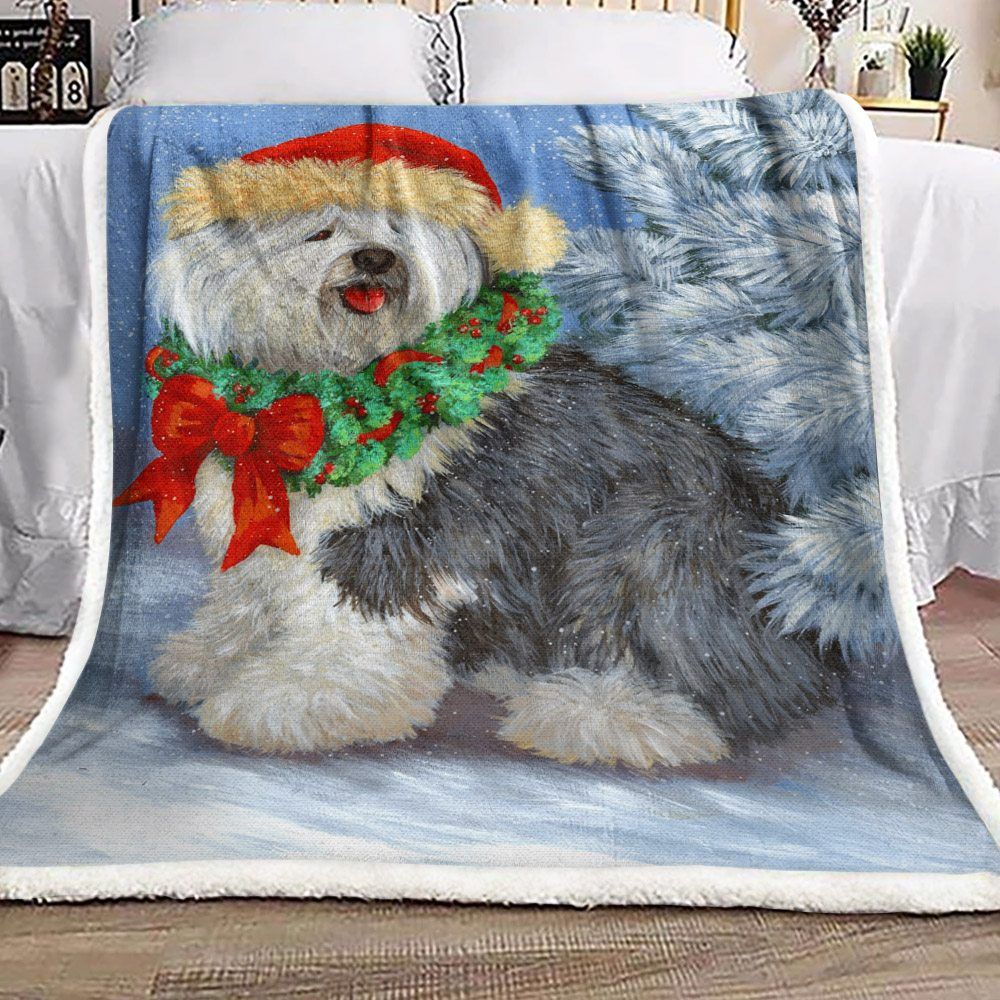 English Sheepdog Sherpa Fleece Blanket