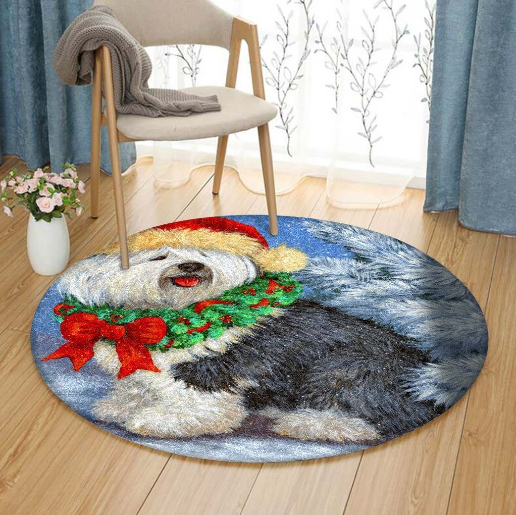 English Sheepdog Round Carpet