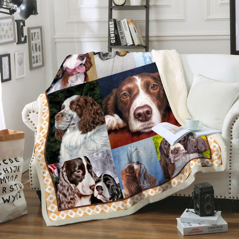 English Springer Spaniel Dog Sherpa Fleece Blanket