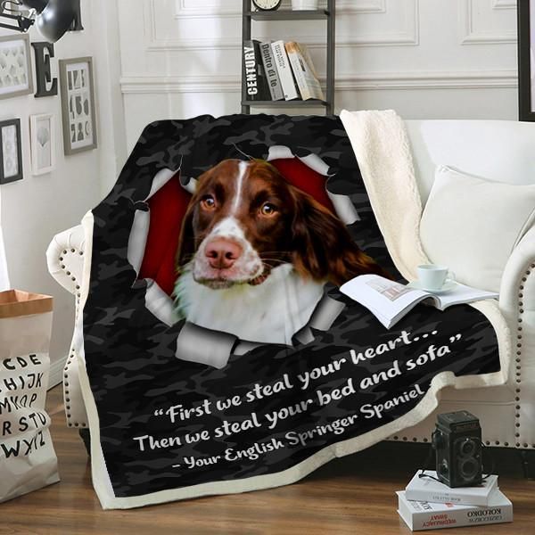 English Springer Spaniel Dog Sherpa Fleece Blanket