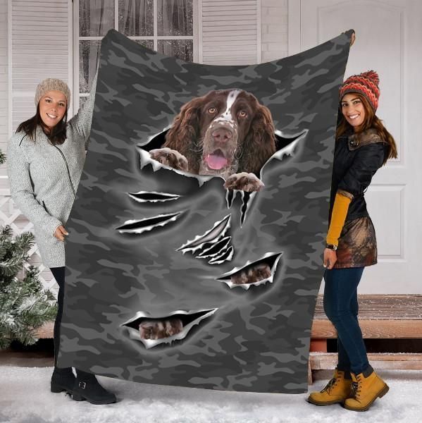 English Springer Spaniel Funny Face Sherpa Fleece Blanket