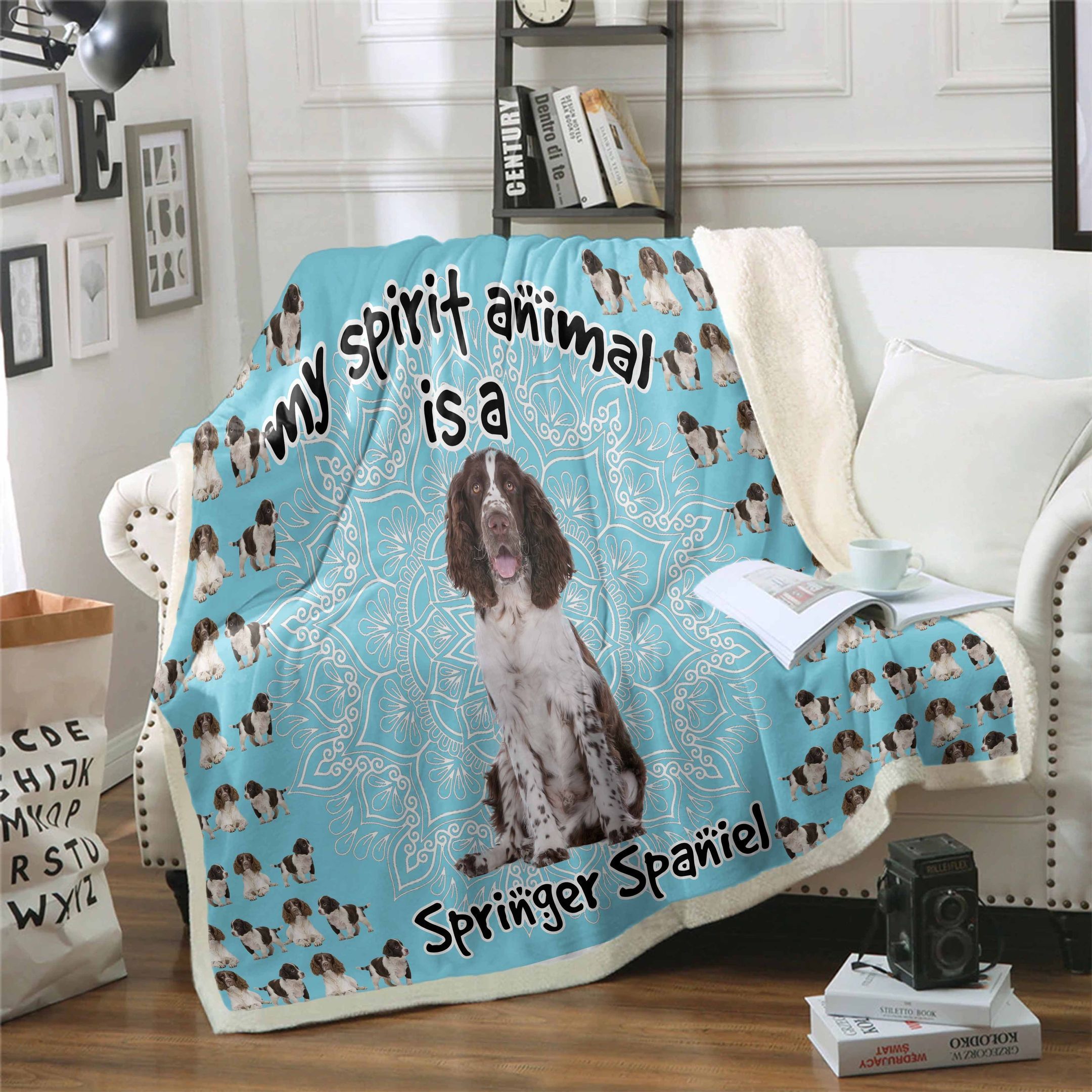 English Springer Spaniel Is My Spirit Animal Sherpa Fleece Blanket