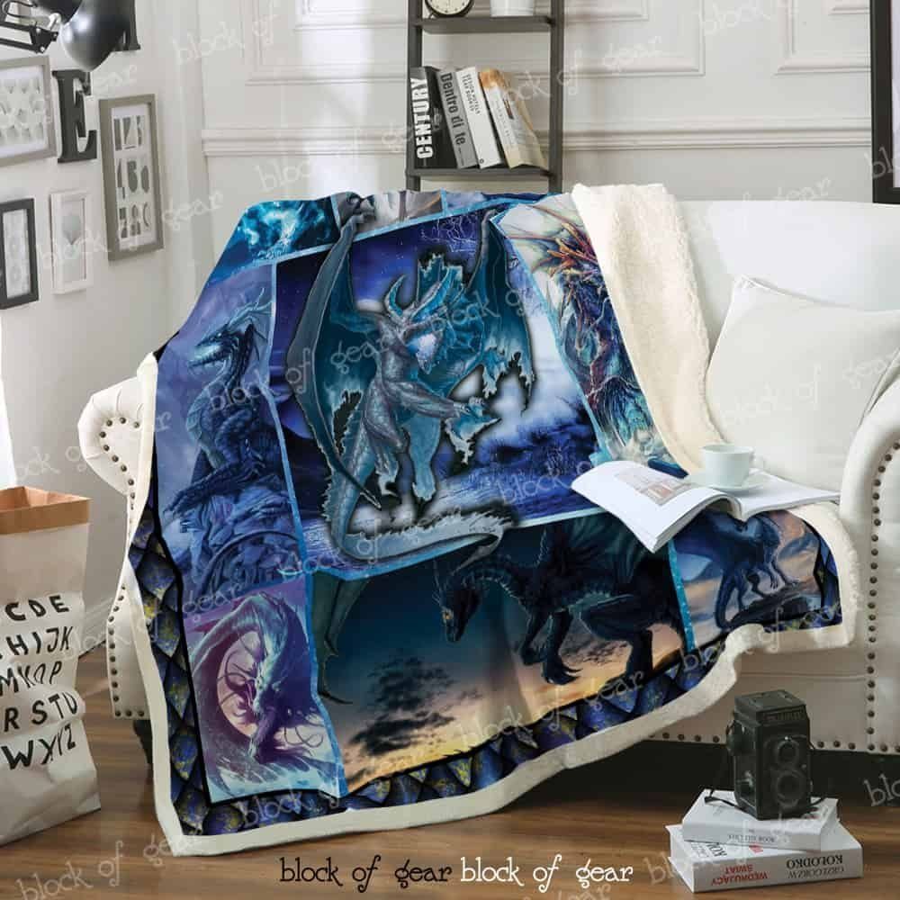 Epic Blue Dragon Sherpa Fleece Blanket